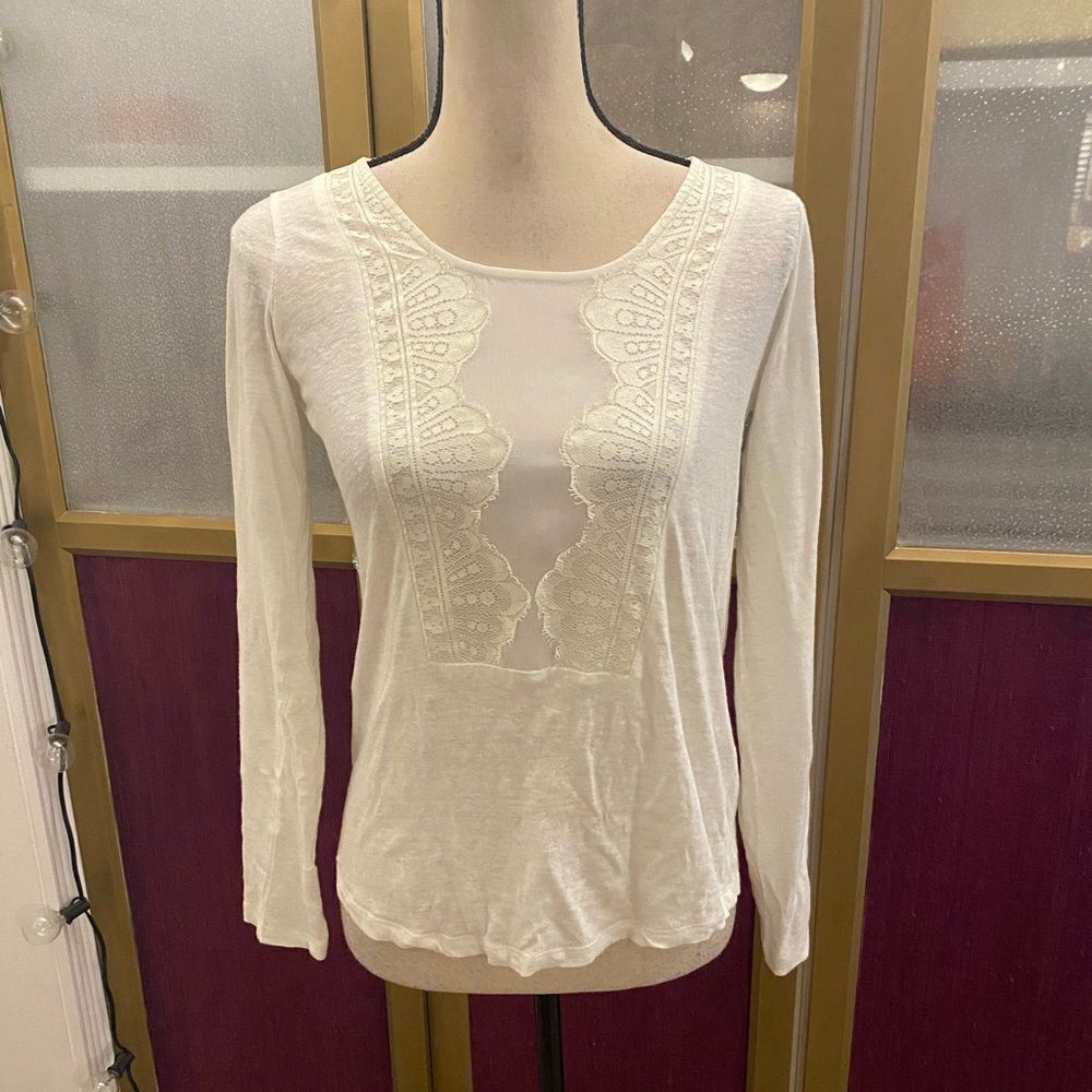 Sandro lace detailed long sleeve top, S